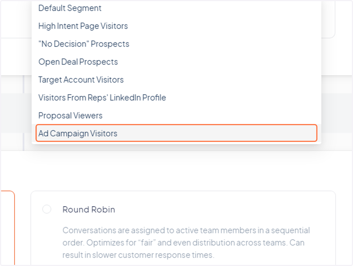 Select the visitor segment "Ad Campaign Visitors"