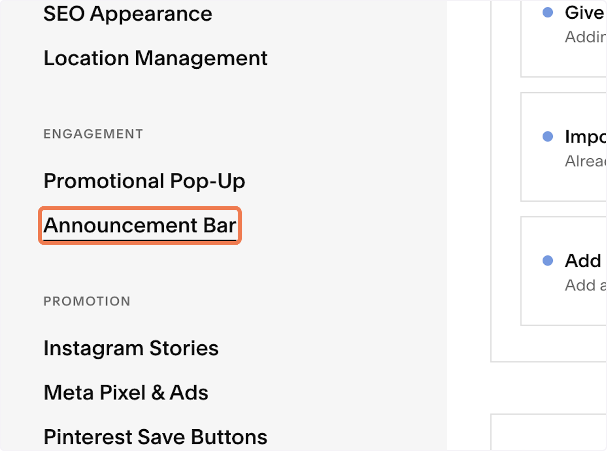 Click on Announcement Bar