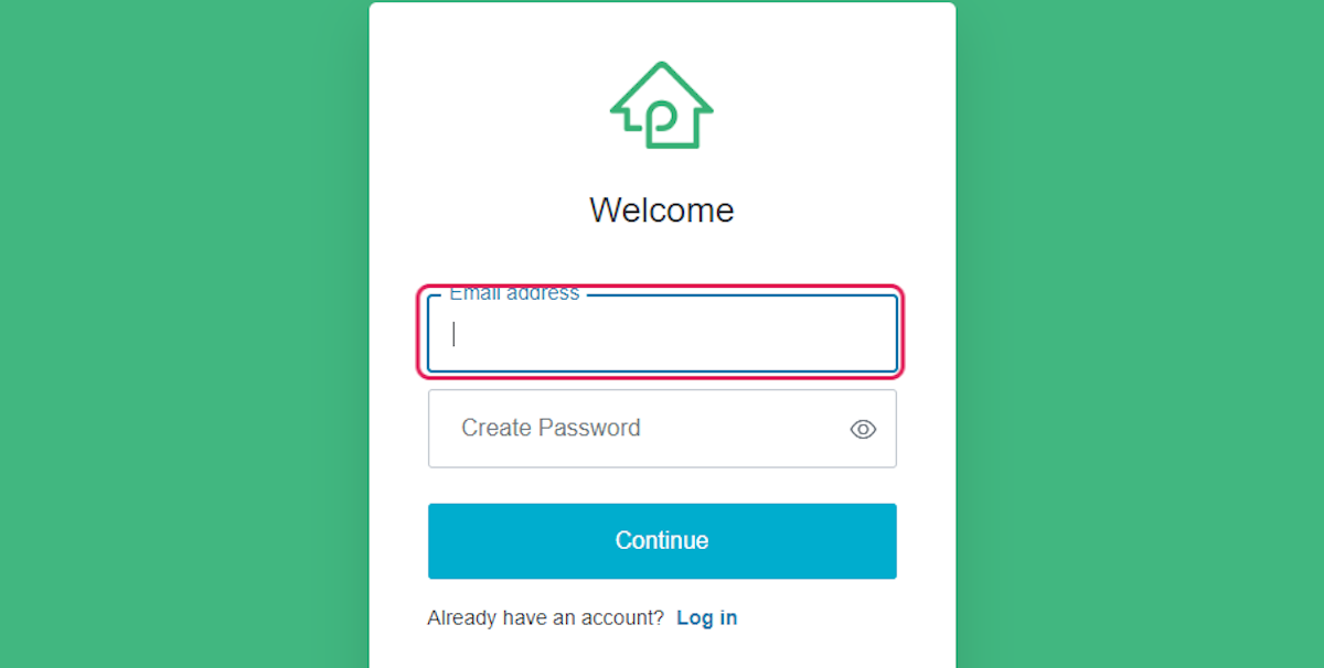 Enter your email and create a password