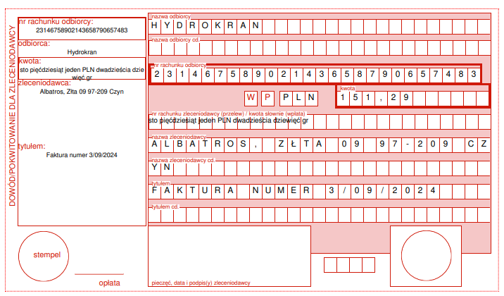 Program automatycznie pobierze plik PDF z drukiem przekazu na Twój dys