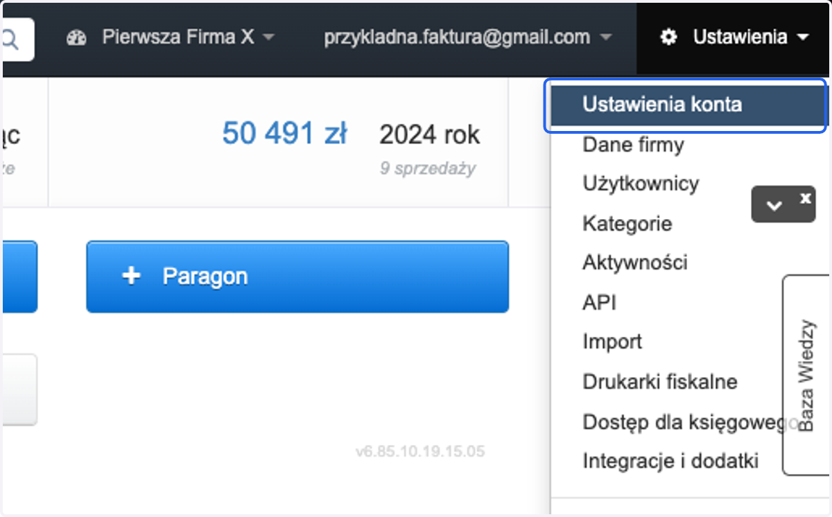 > Ustawienia konta >