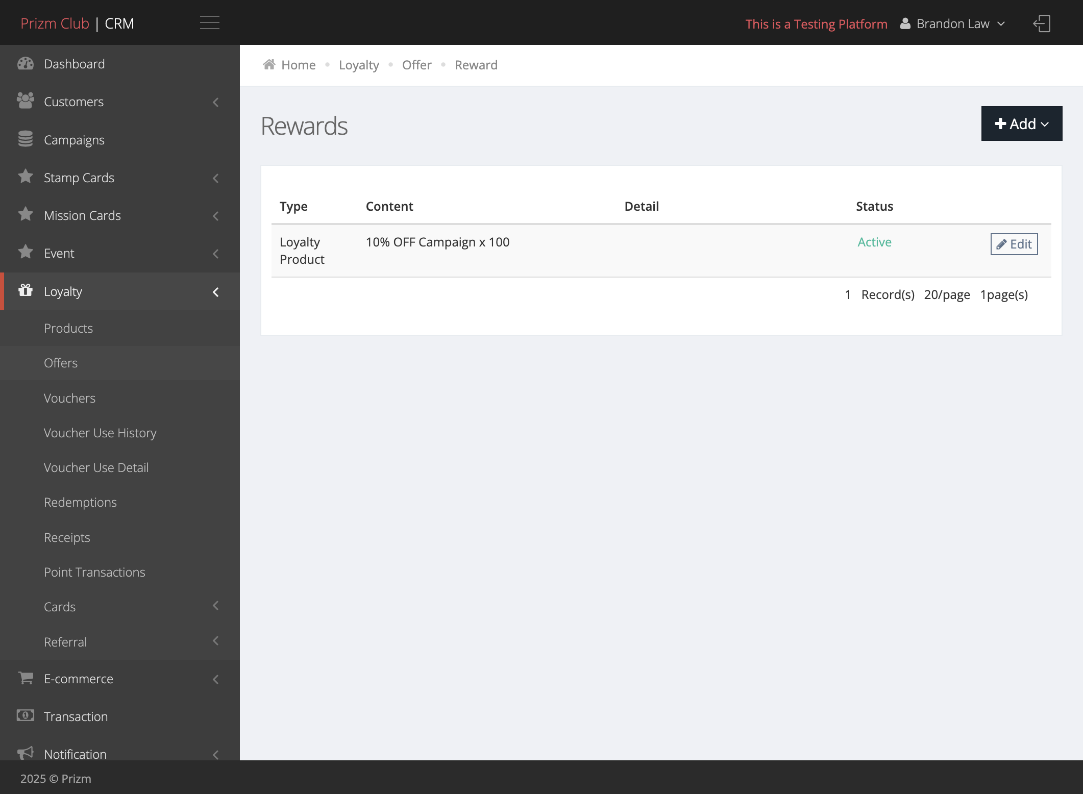 Now to add Points, click on Add