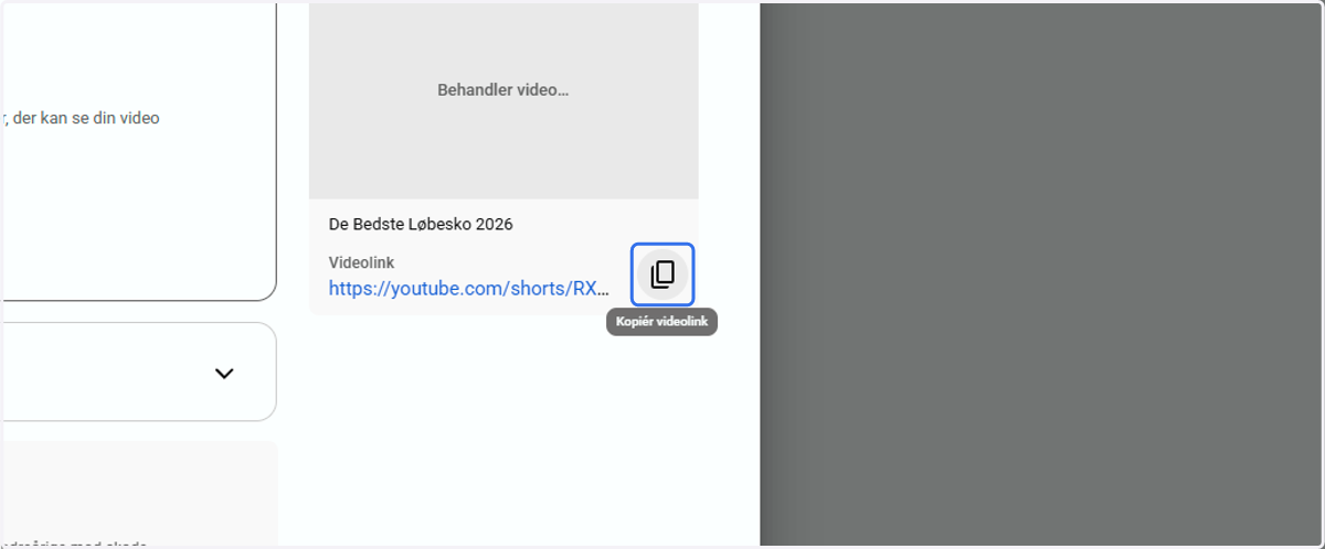 Tryk næste indtil I kommer til sidste step - og kopier videolink, og send videre til Looja :)
