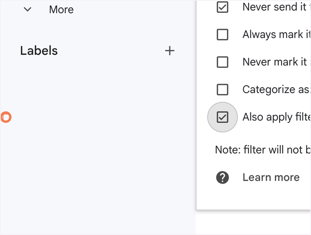 Check Also apply filter to 0 matching conversations.