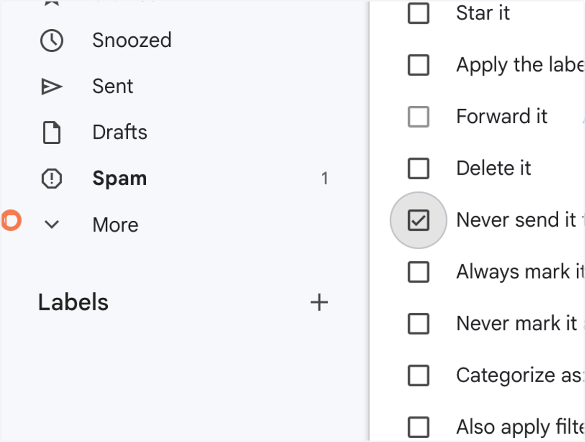 Check Never send it to Spam