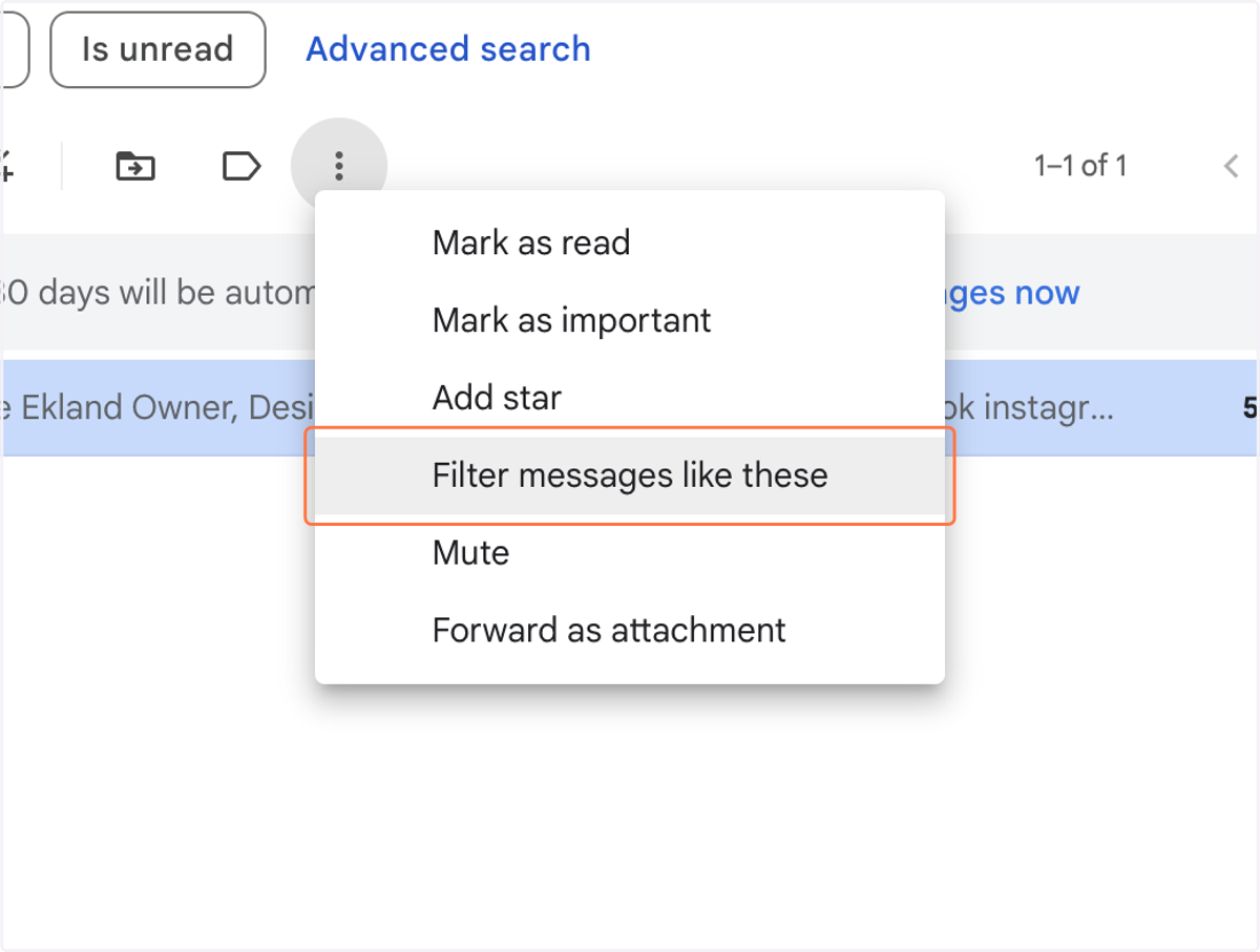 Click on Filter messages like these
