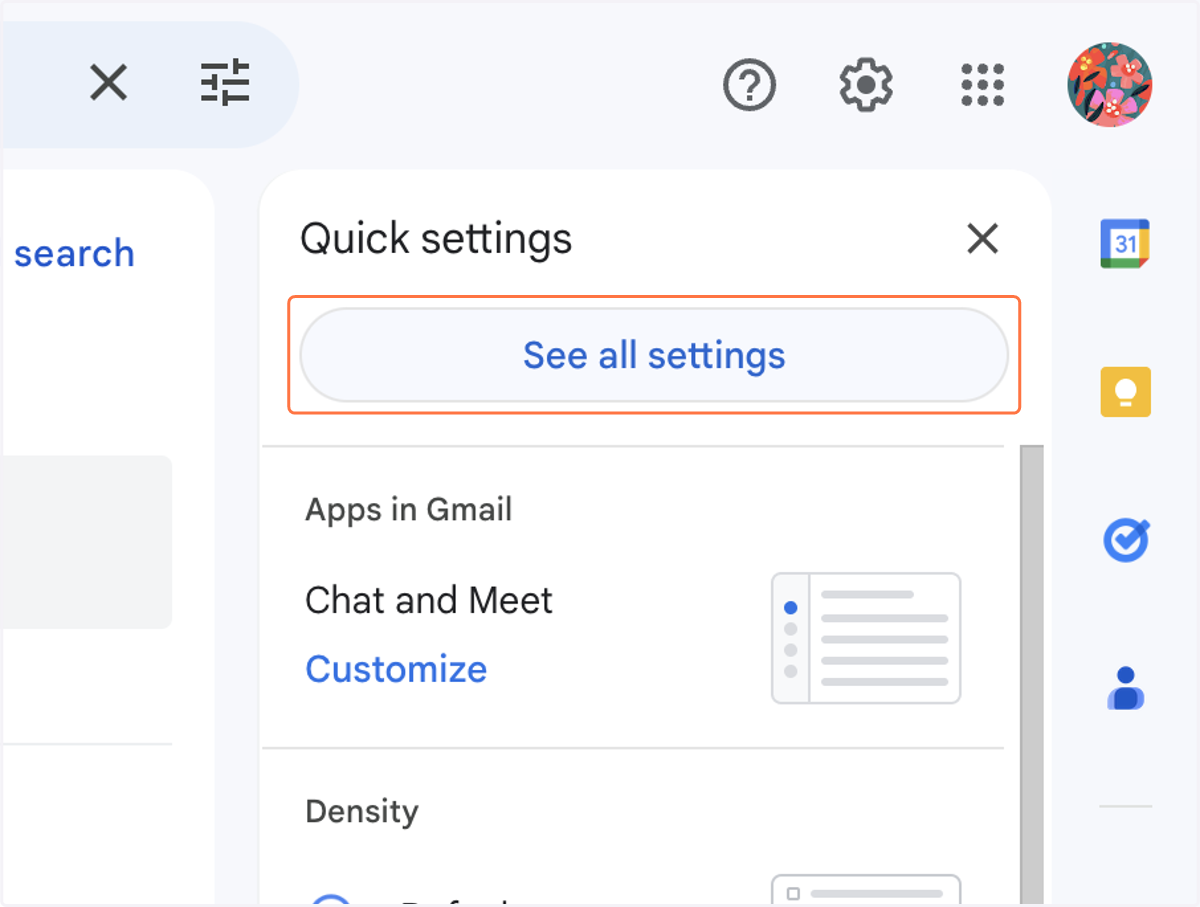 Click on See all settings