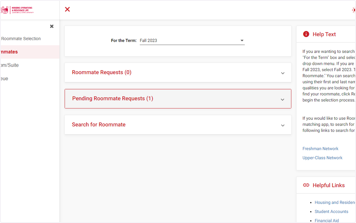 To Accept Your Roommate Request, Follow the Previous Steps to Navigate to the Pending Roommate Request.