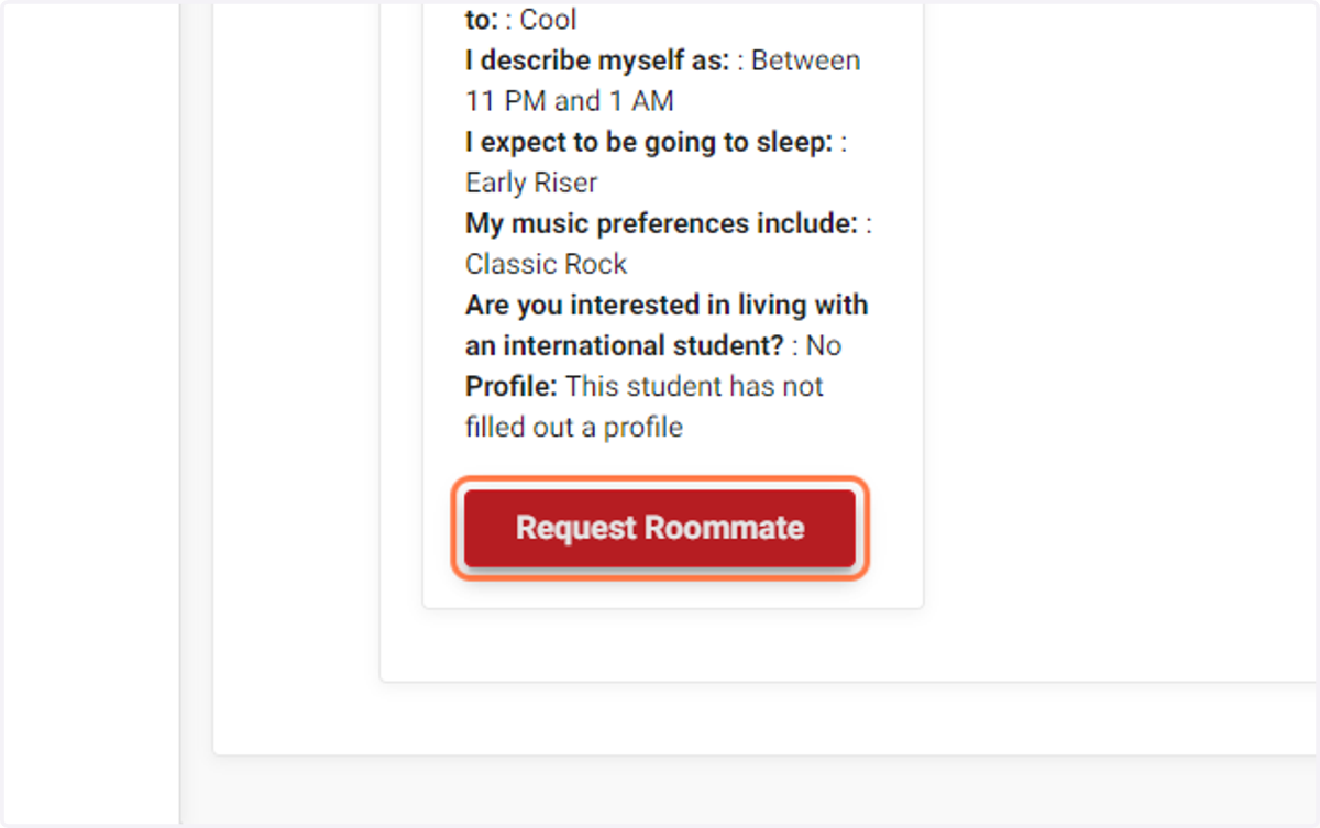 Click on Request Roommate