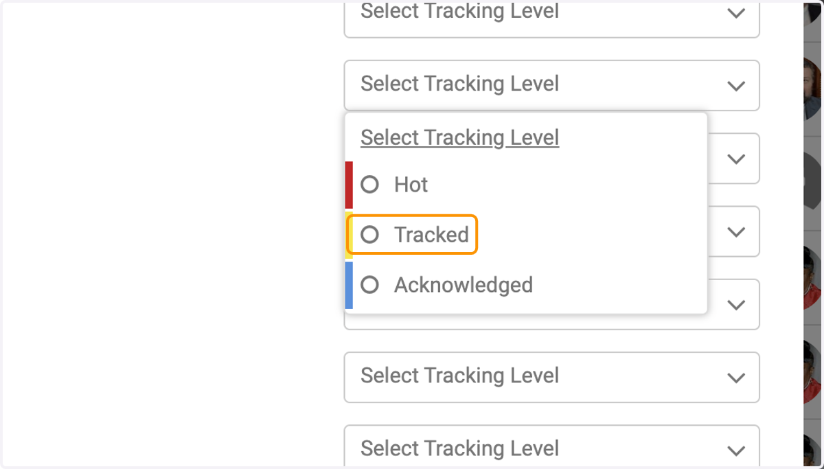 Choose the tracking level