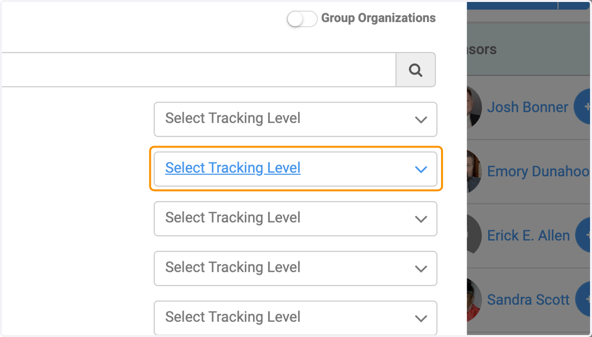 Click on Select Tracking Level