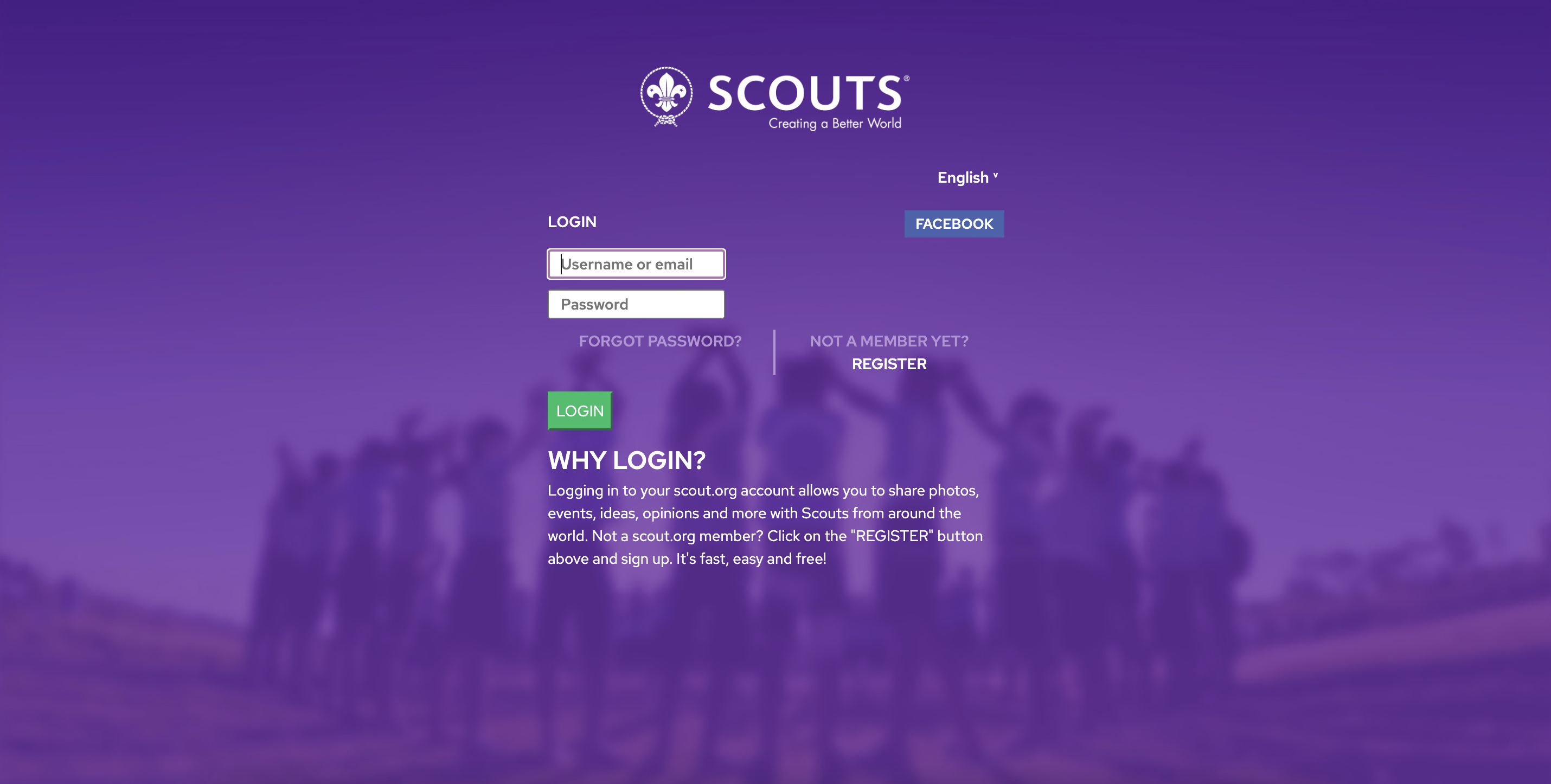 Ensure that you remember your scout.org account password; if you don't, request a password reset.