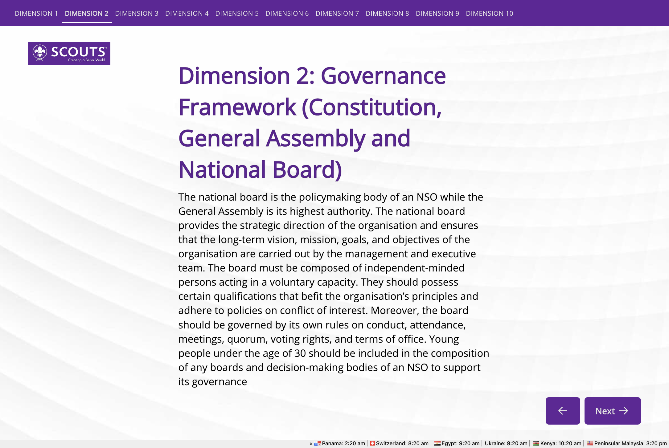 You can complete as many dimensions as you wish, and you can switch freely between dimension by clicking on the desired dimension in the menu tab.