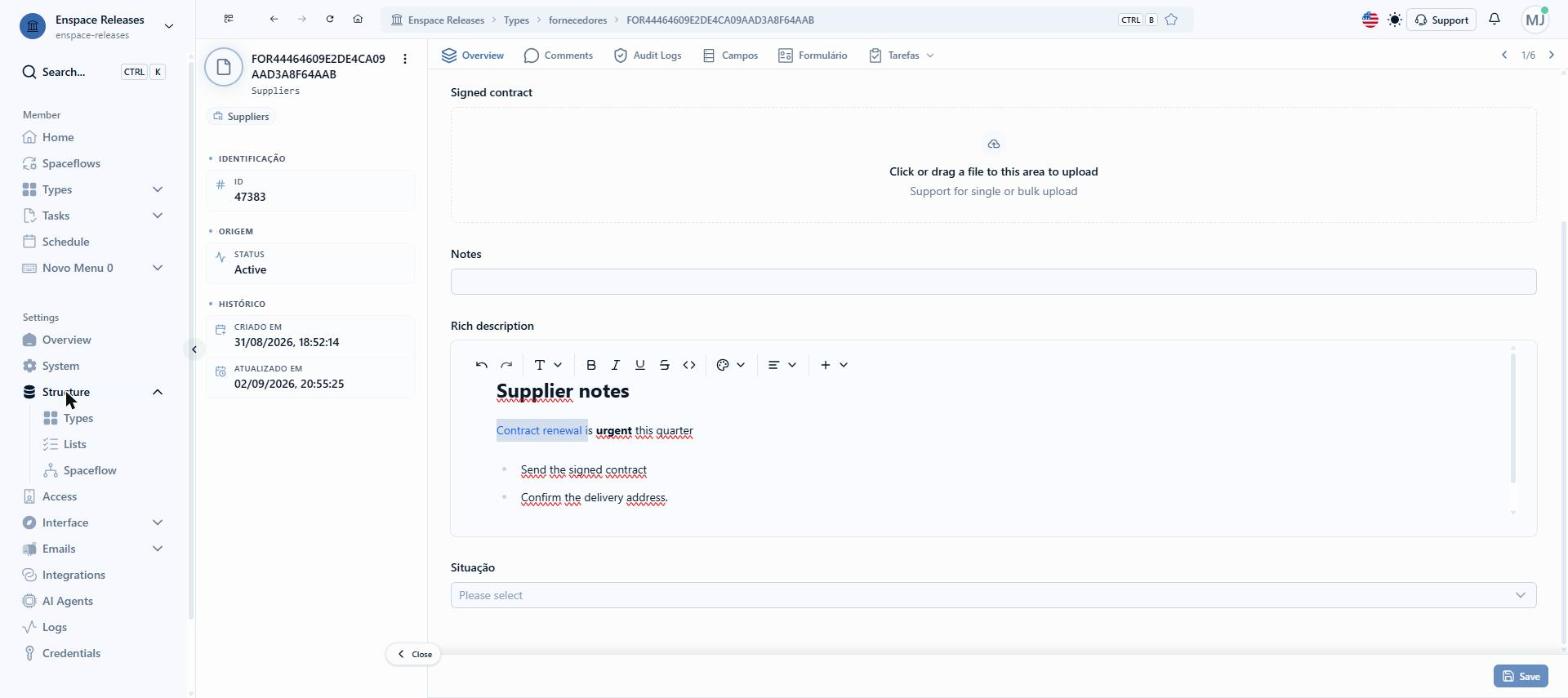 Under Structure, open Types and choose the same category as the item