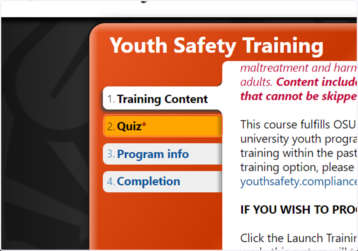 Click on the Quiz tab