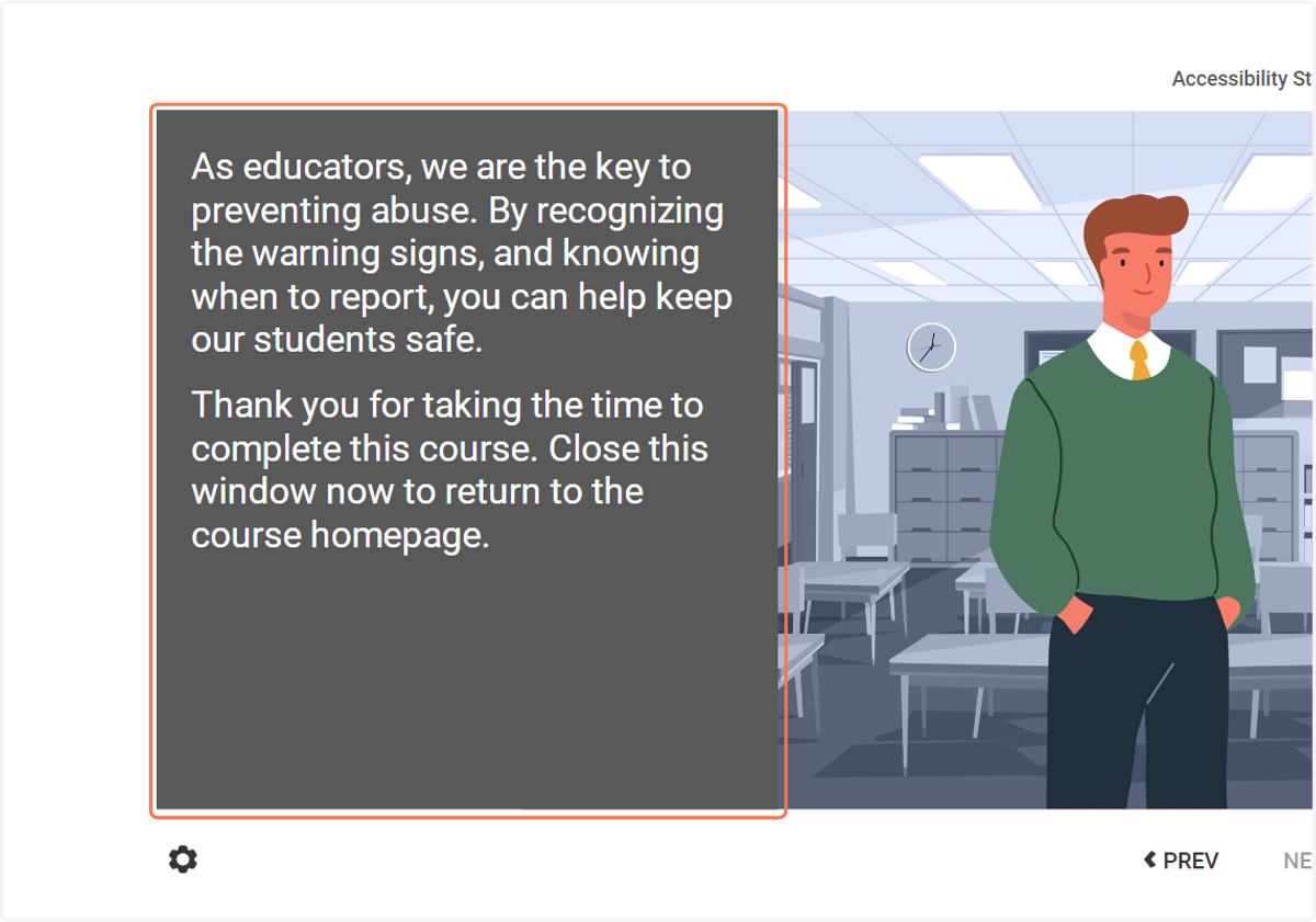 When you reach the end of the module, exit the window to return to the course home page