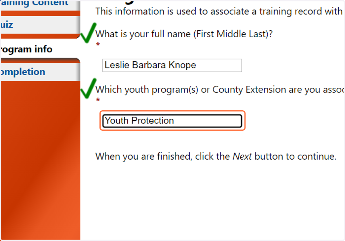 Enter the name of the program you are associated with