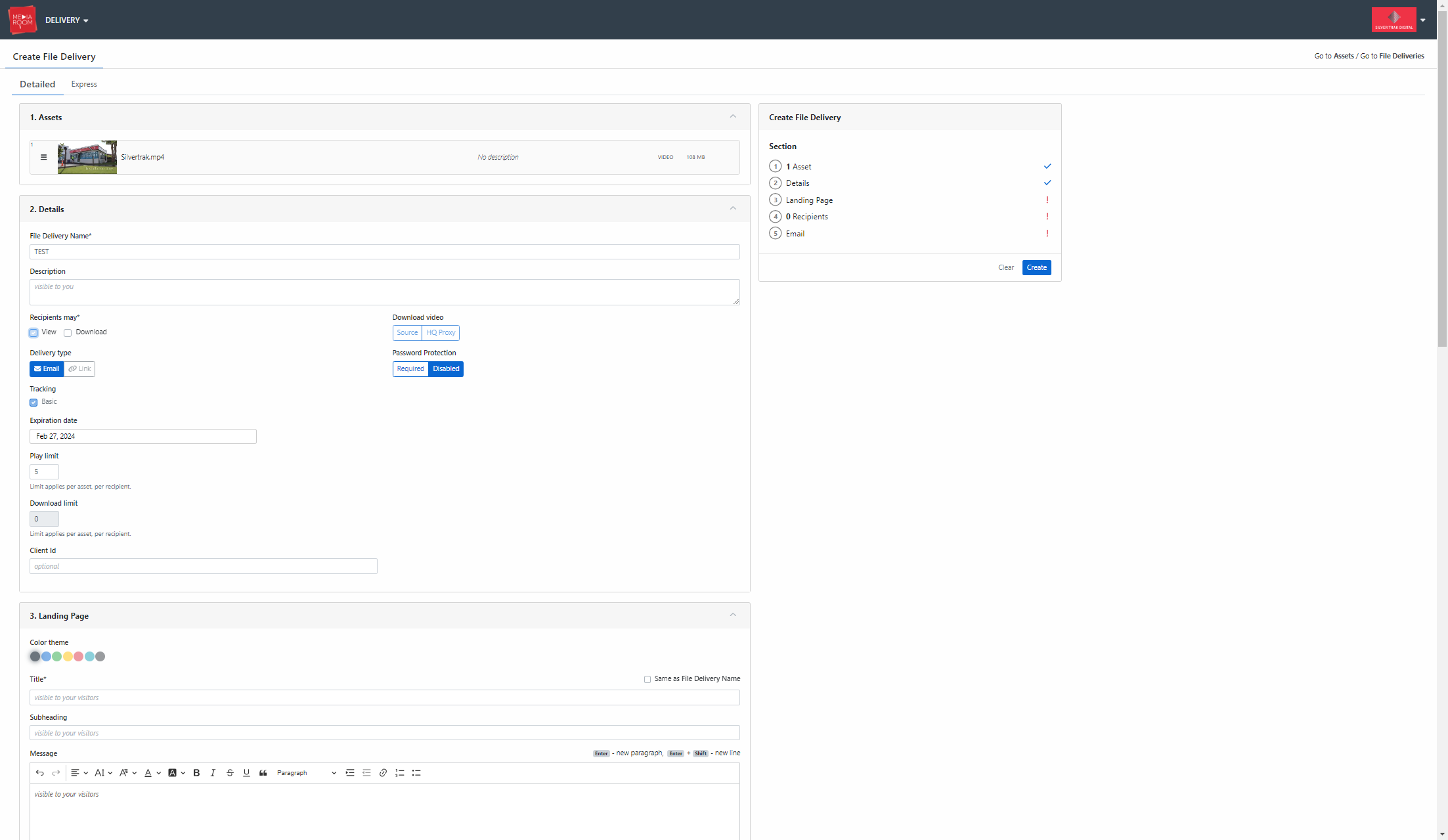 You will have the ability to choose what the recipients may receive. This can be a file to view and/or download