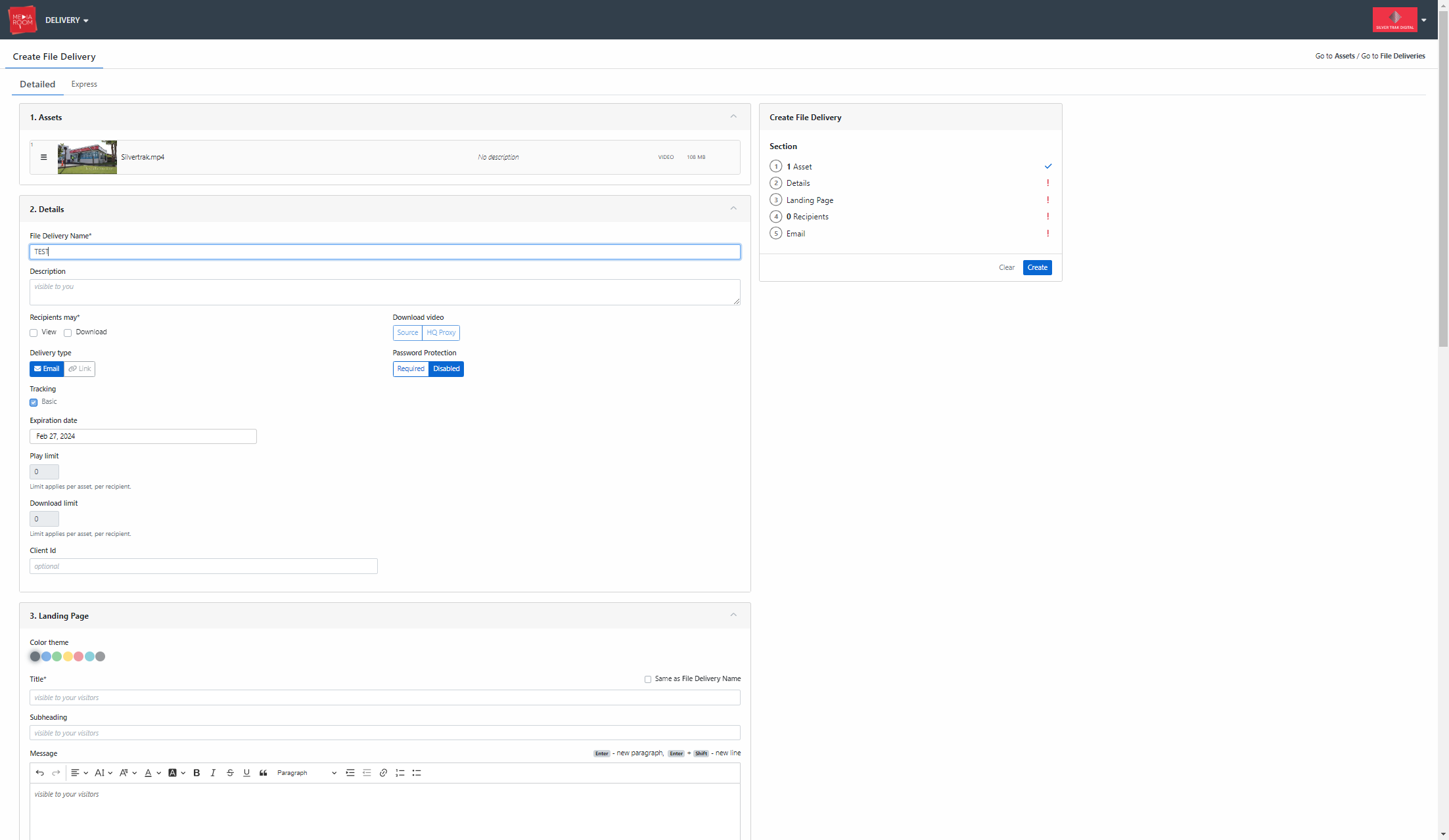 Fill in the form with your relevant delivery details and requirements