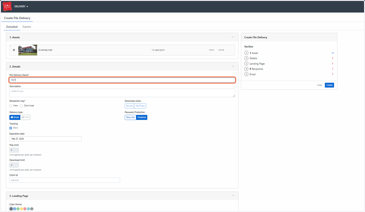Fill in the form with your relevant delivery details and requirements