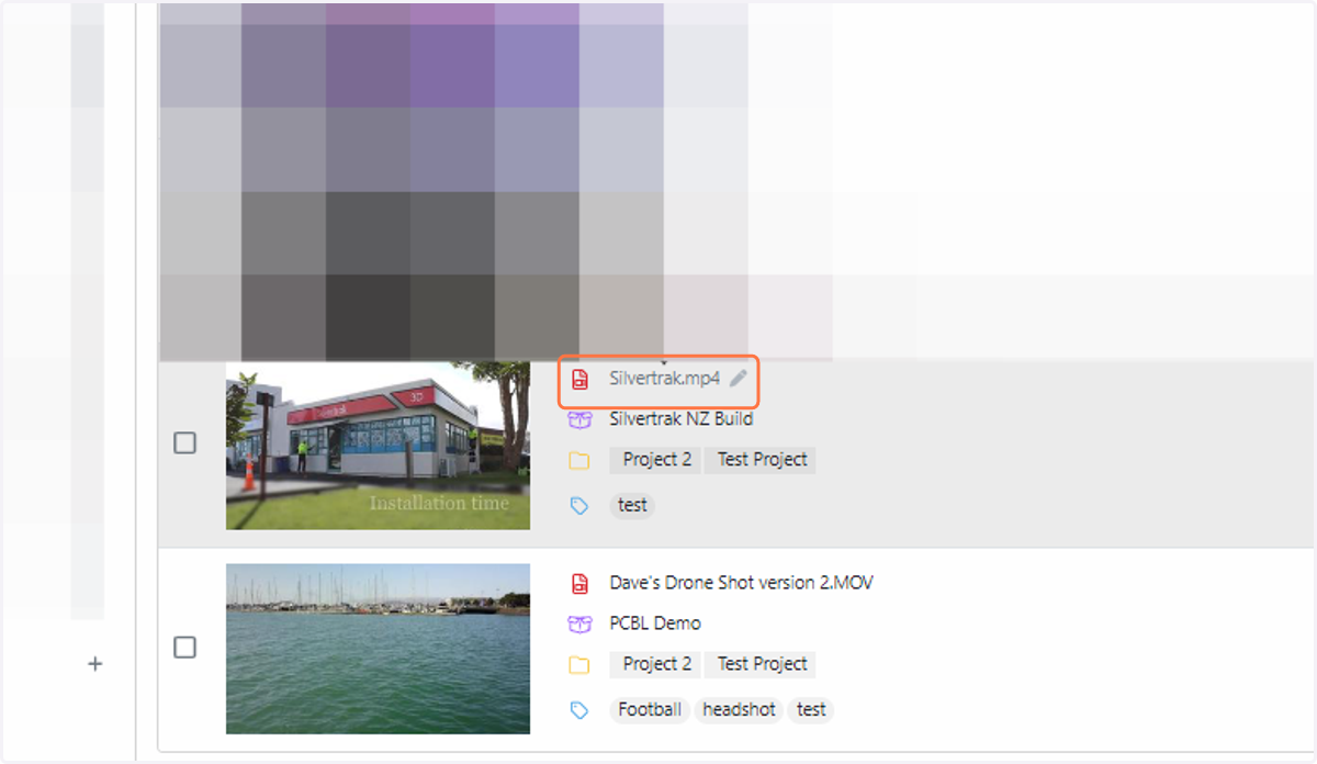Click on the asset for delivery