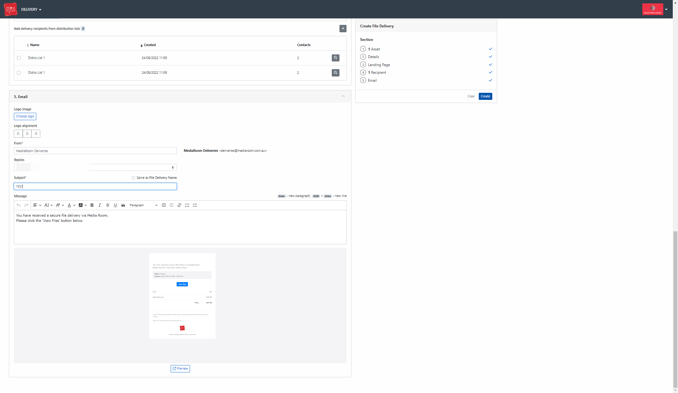 Once all required details are filled in, select Create