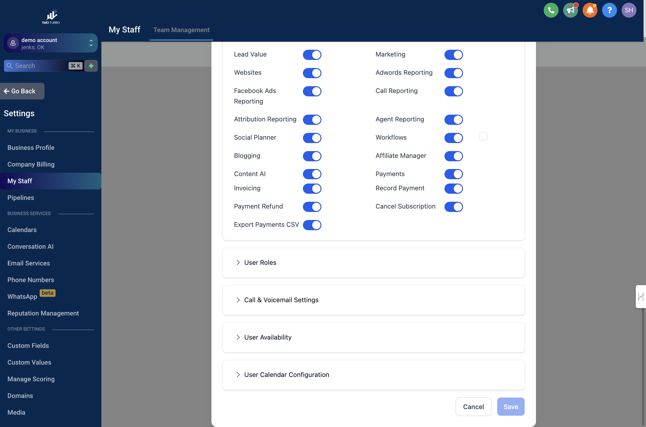 Click on User Roles and select from the drop down which role they should have.