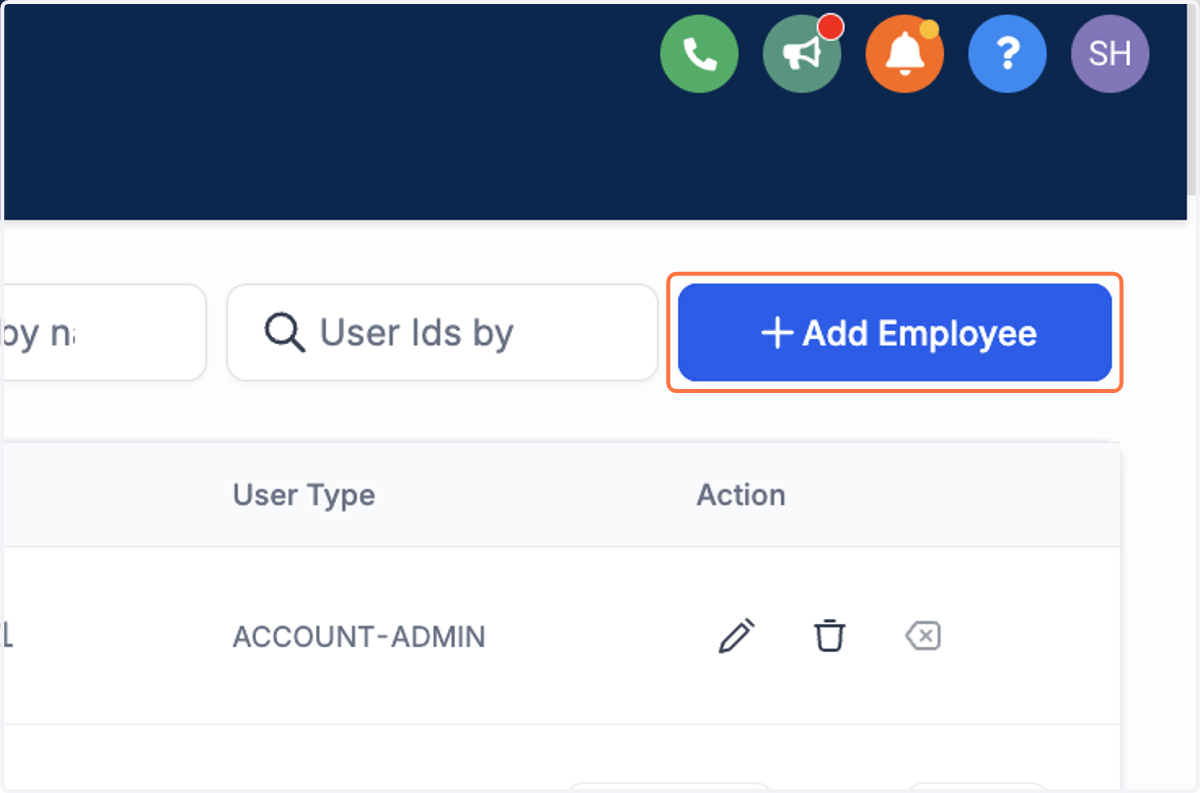Click on Add Employee