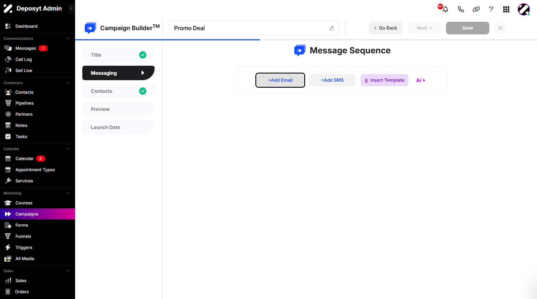 Step 7: Click the + Add Email button to continue.