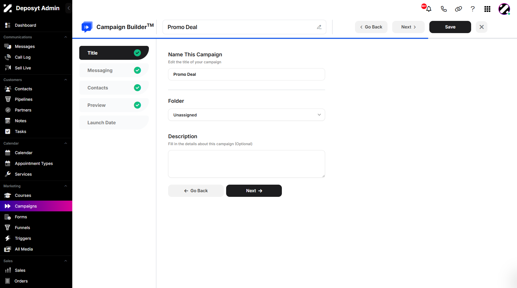 Step 4: You will then be navigated to the Campaign Builder.