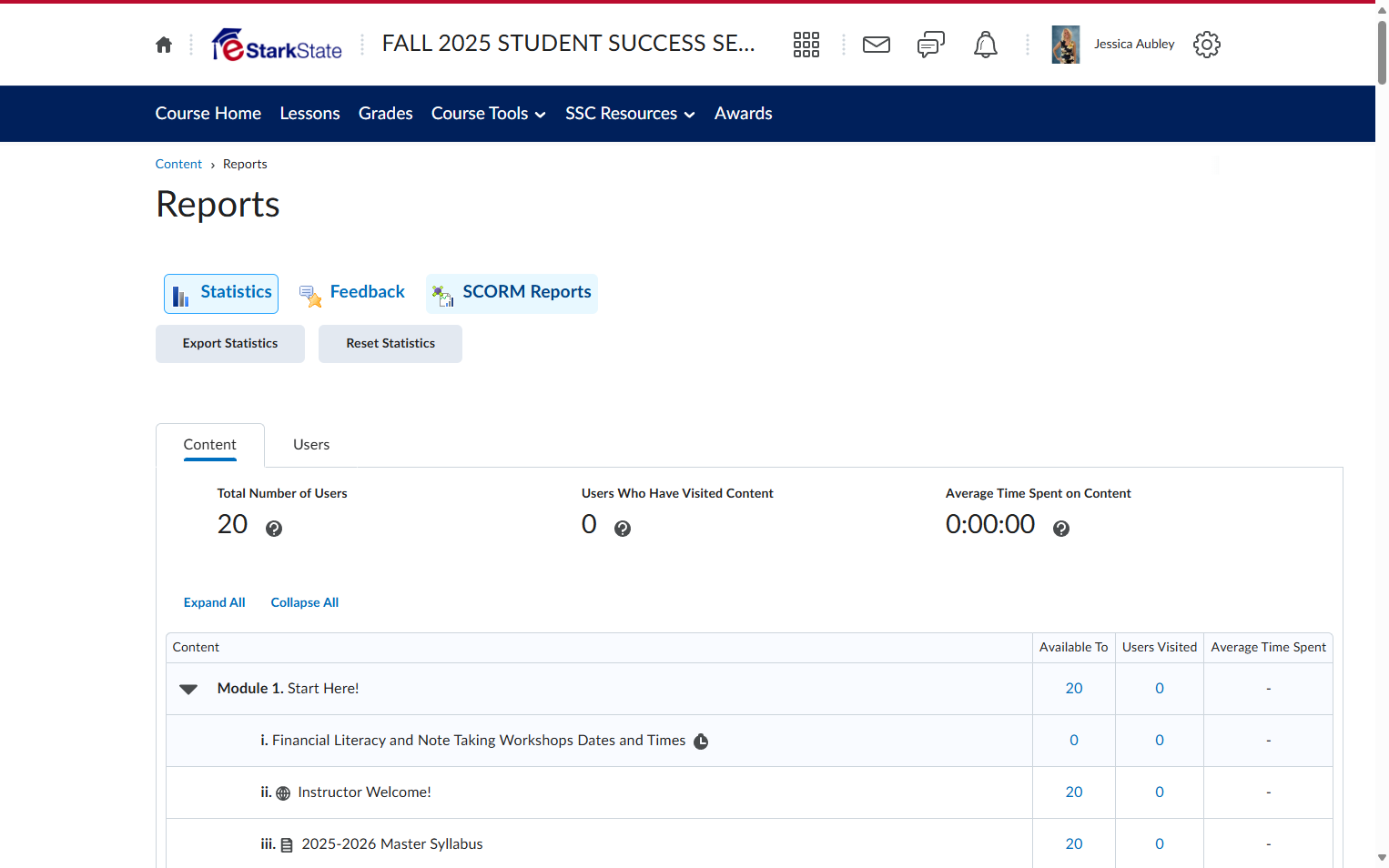 Click on SCORM Reports