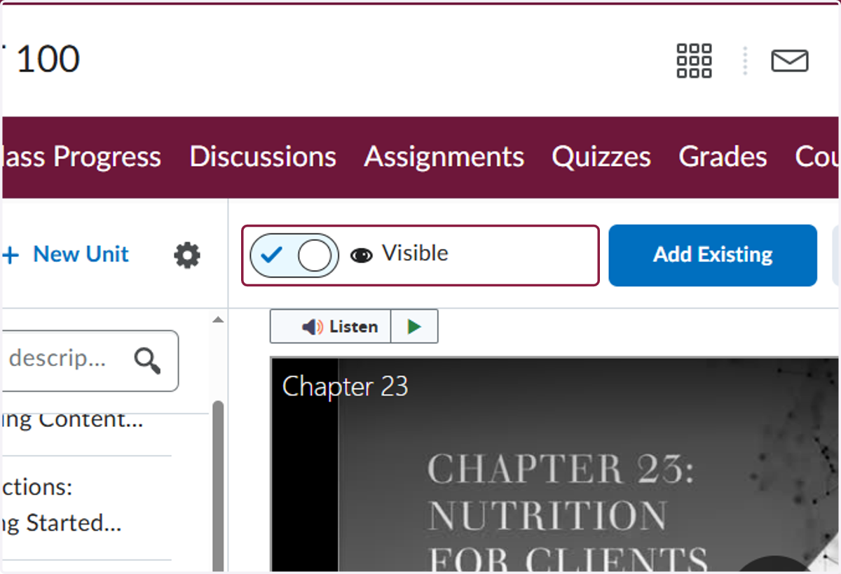 Make sure the page is not hidden from students