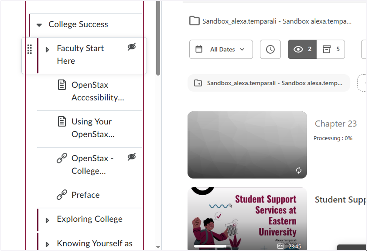 Locate the unit in the table of contents where you would like to place the video