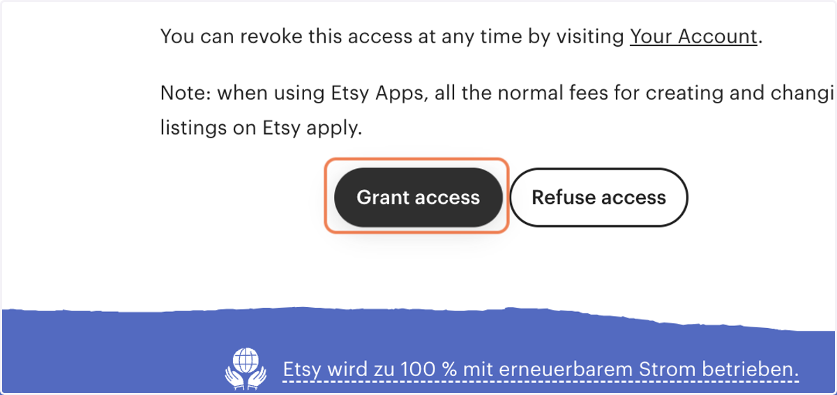 Klicke auf "Grant access"
