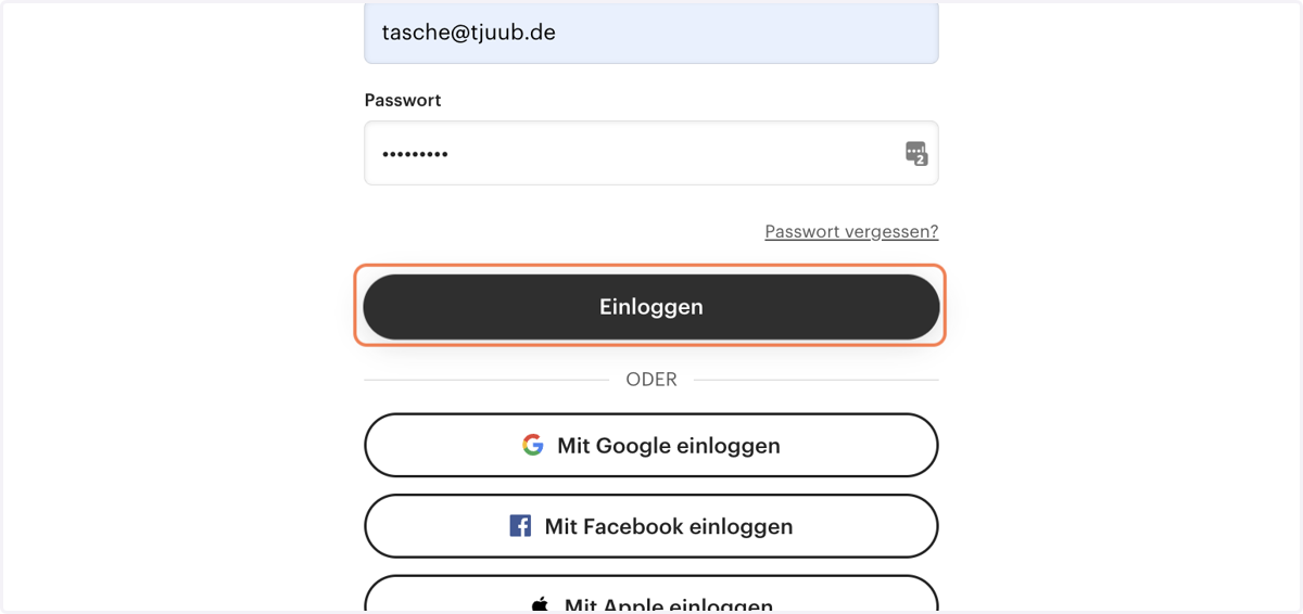 Melde dich in deinem Etsy Account an