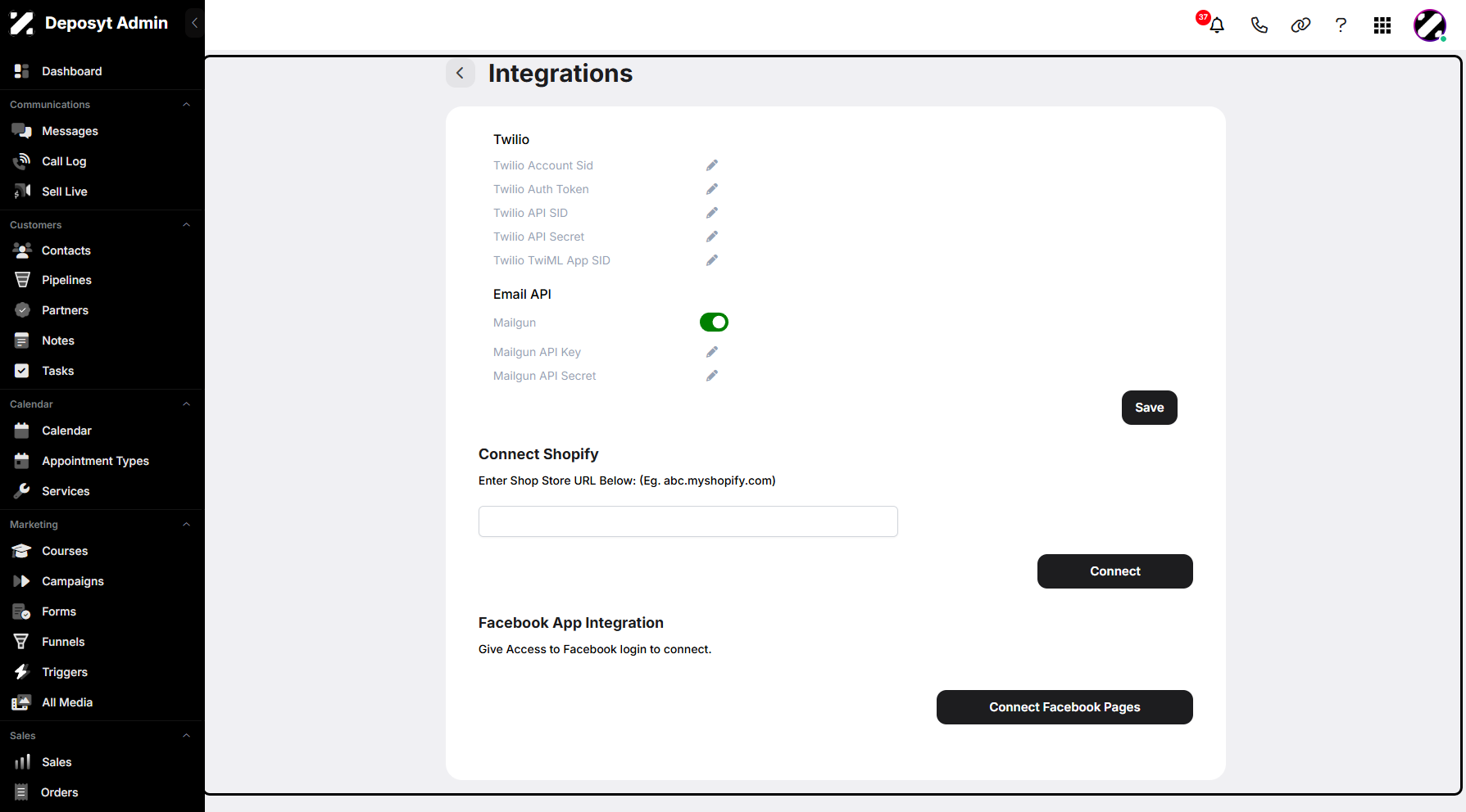 Step 4: You will then be redirected to the Integrations section.