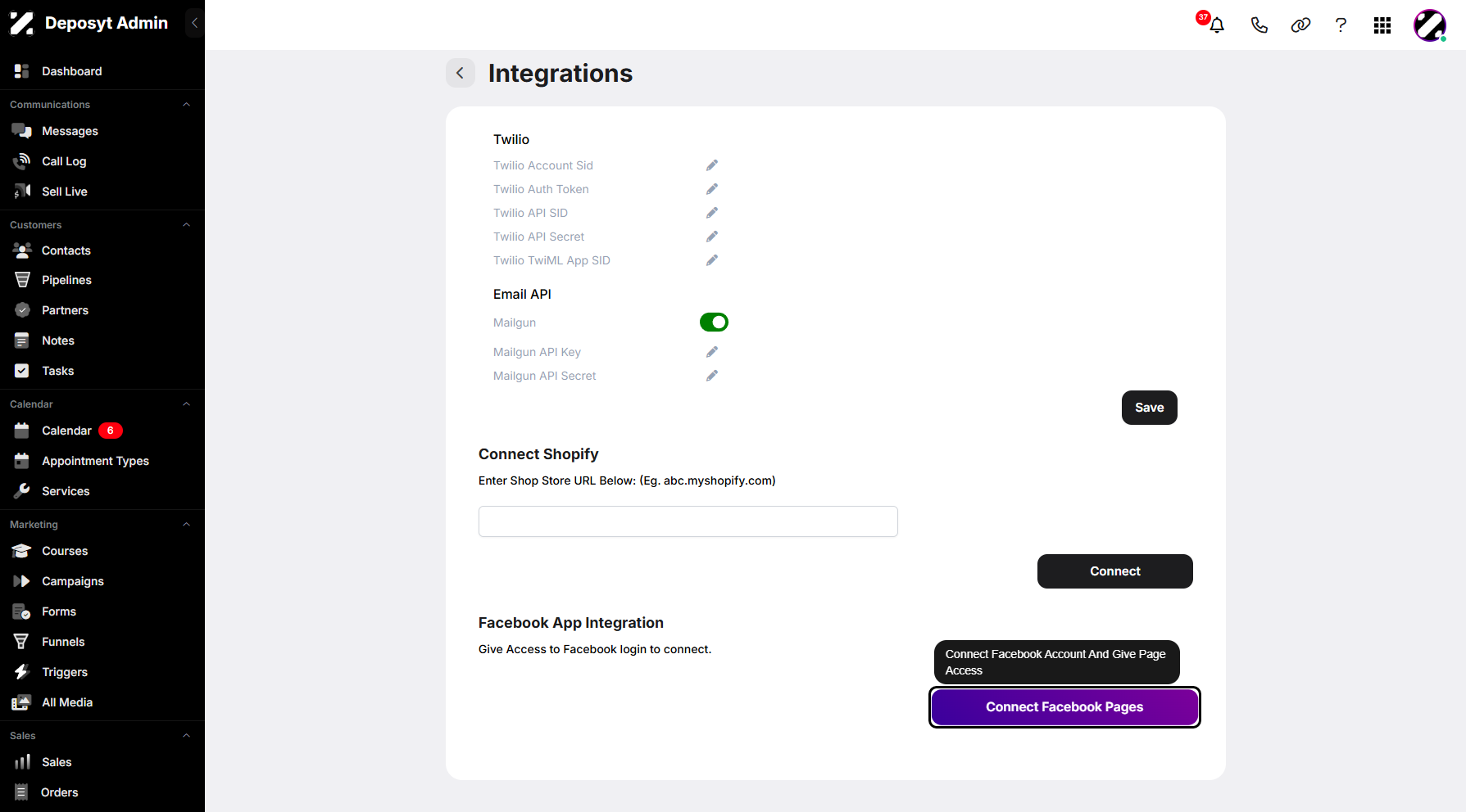 Step 5: To connect your Facebook account, click the Connect Facebook Pages button.