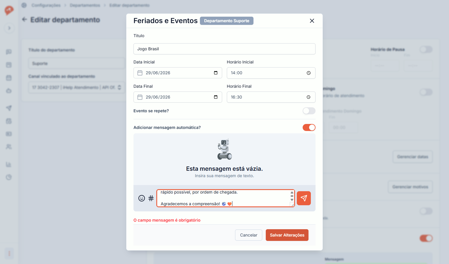 Envie o texto