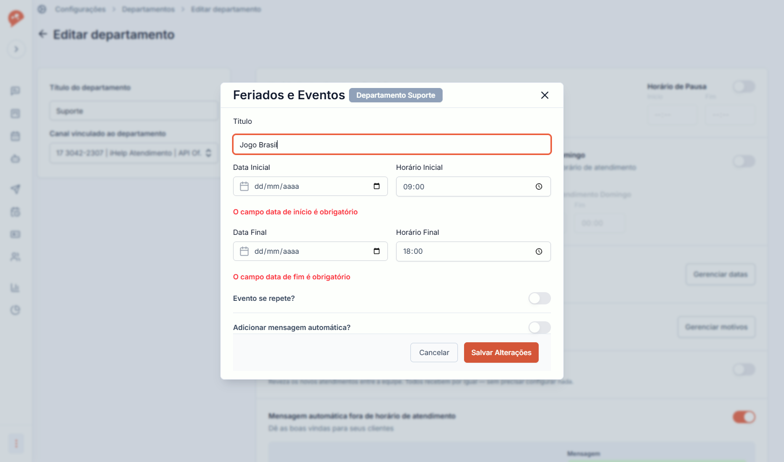 Defina um titulo para o seu evento