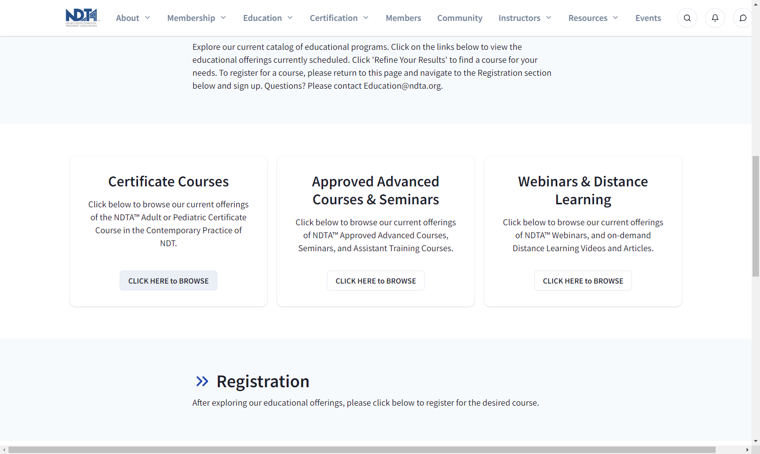 To browse NDTA Certificate Course offerings click CLICK HERE to BROWSE on the Certificate Courses card.