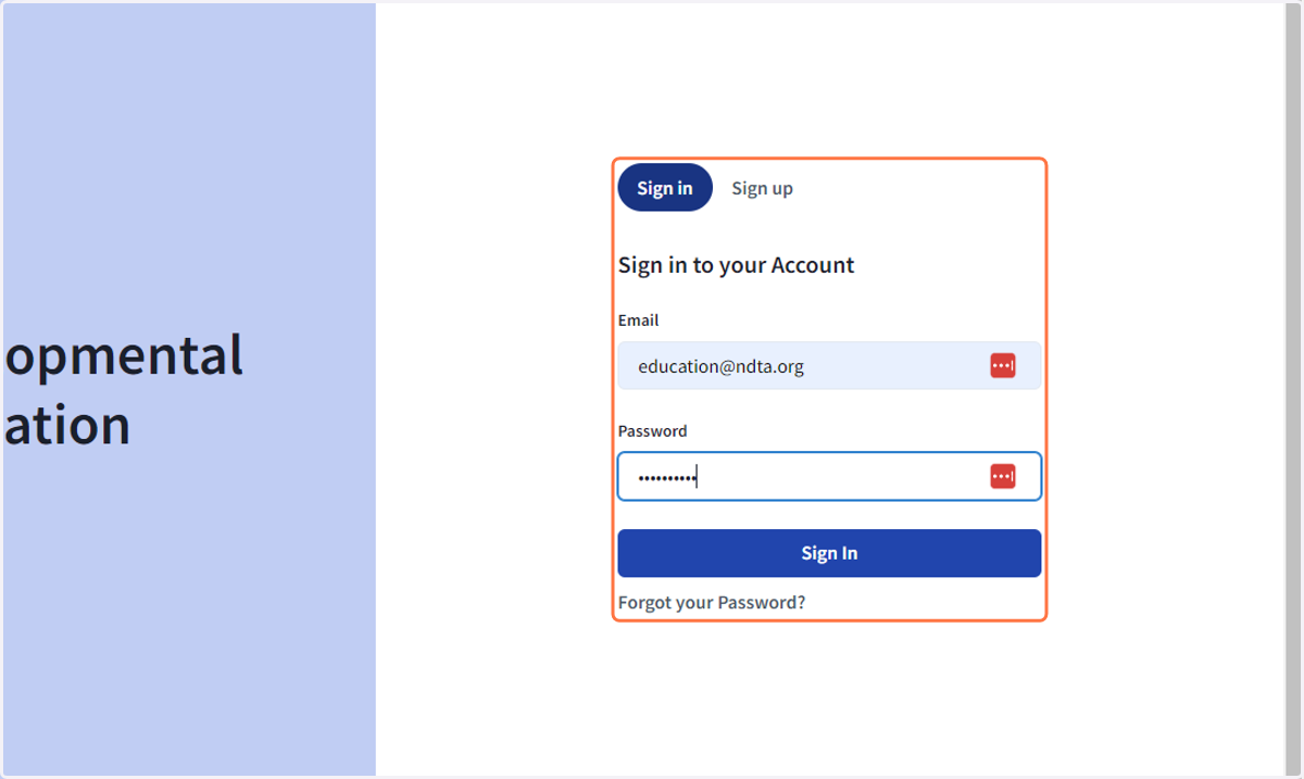 Enter your log in credentials