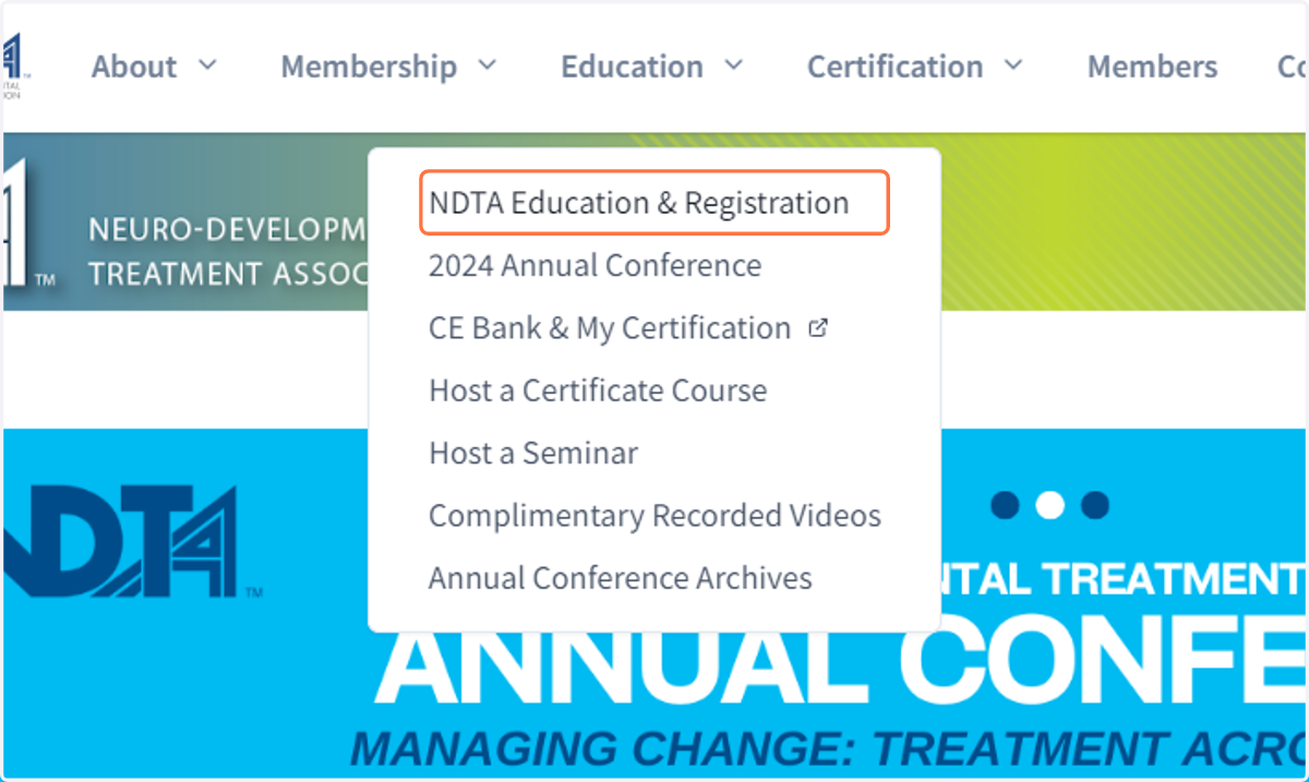Click on NDTA Education & Registration