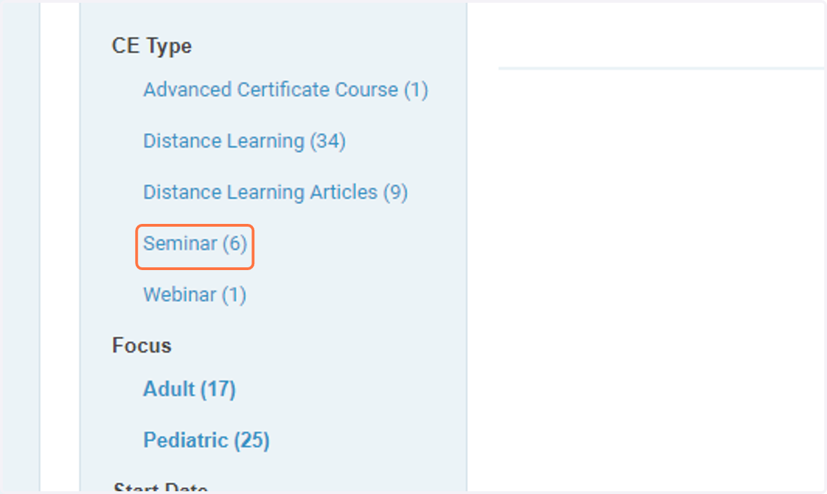 Upon choosing your course type, you'll be able to view all course offerings for that course medium.