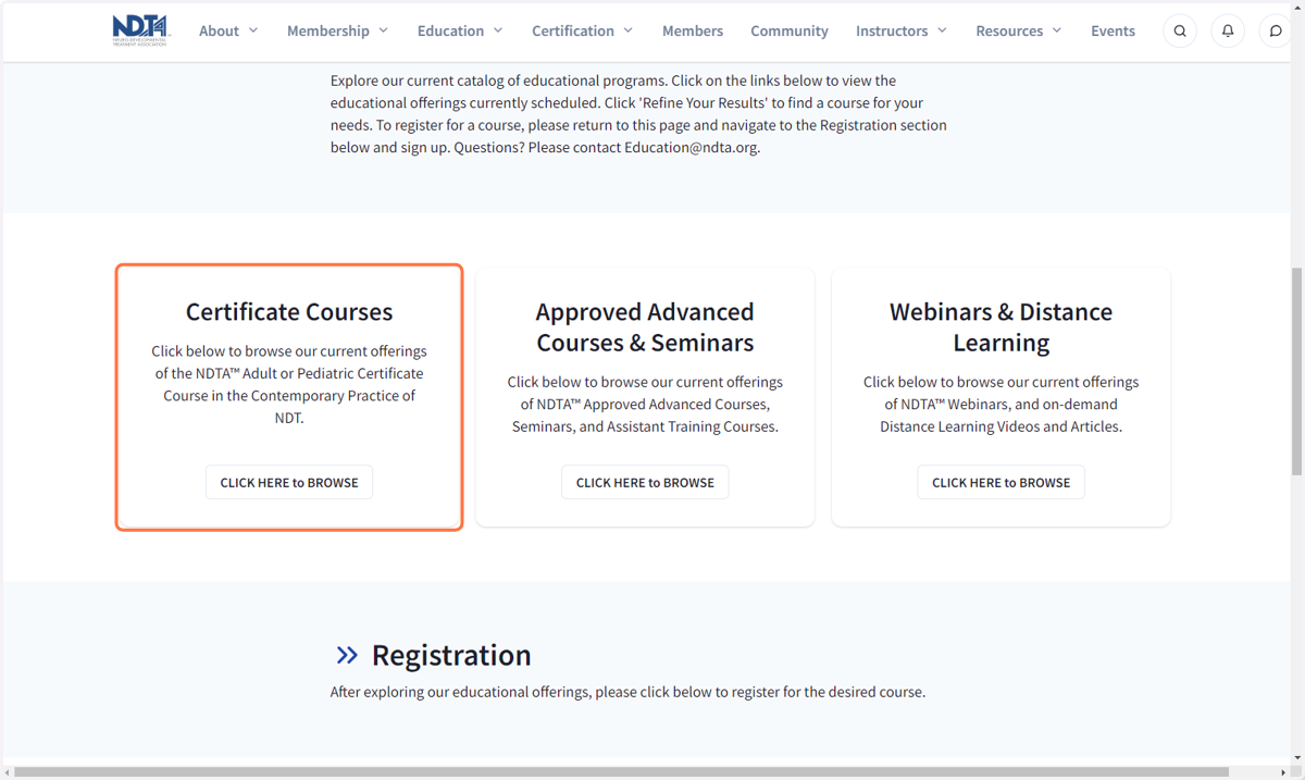 Scroll down the page to Certificate Courses to browse the current Certificate Course offerings OR