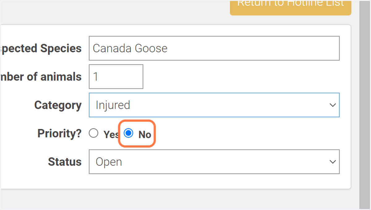 If we are initiating a field rescue response, select "Yes" next to "Priority".