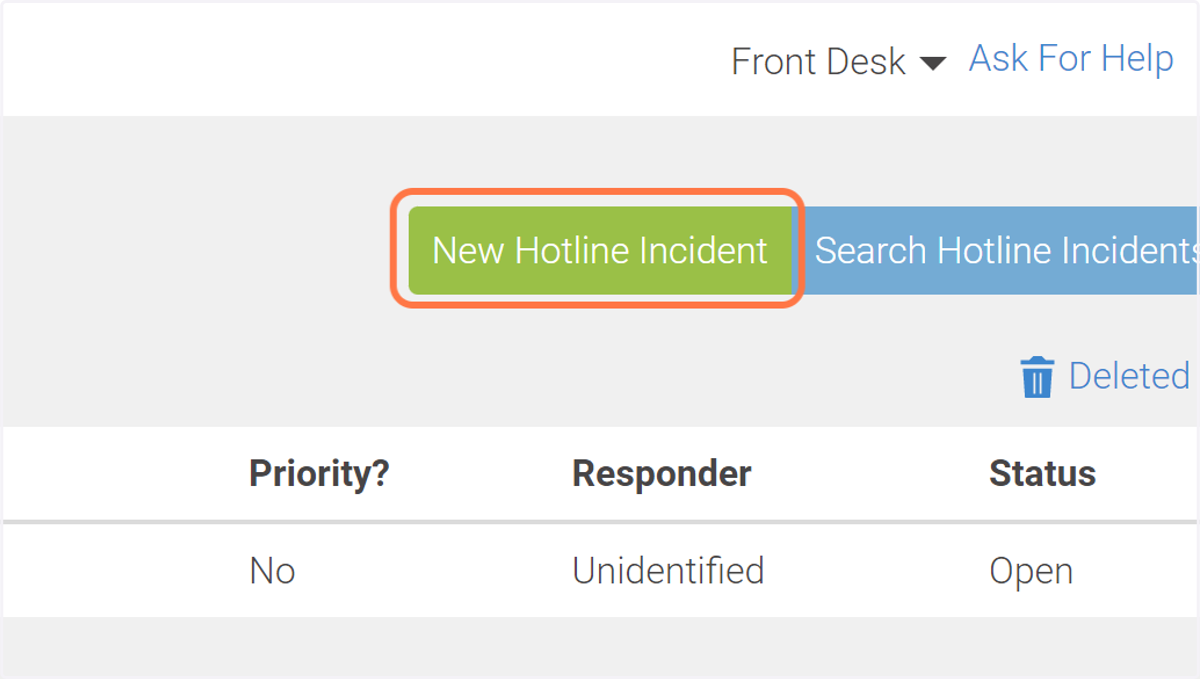 Click on New Hotline Incident