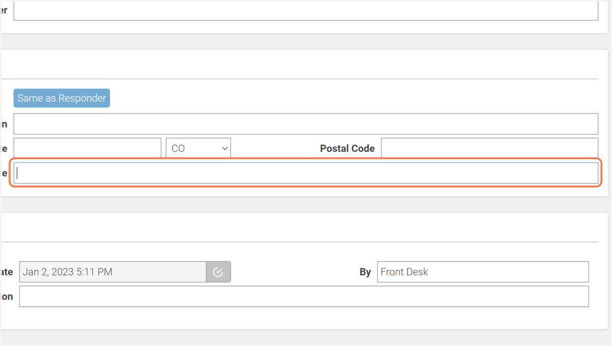 In the "Issue" field, describe the call. This only needs to be a few words.