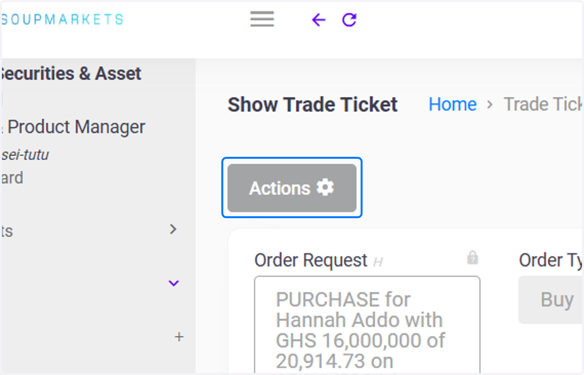 Click on Actions