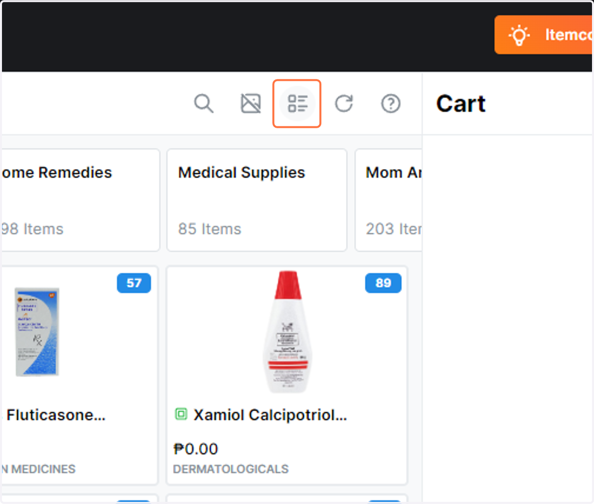 Click this button for list view