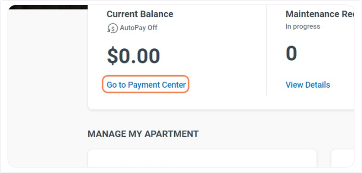 Click on Go to Payment Center